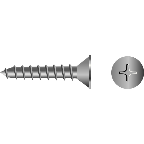 Seachoice Thread Forming Screw, #12 x 1 in, 18-8 Stainless Steel Flat Head Phillips Drive 736